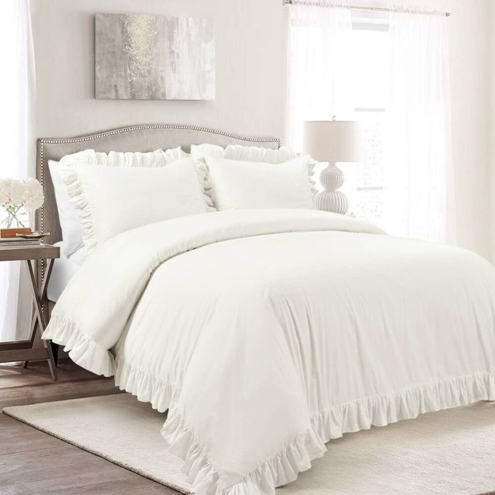 Lush Decor - 2pc Twin/Twin Extra Long Reyna Cotton Duvet Cover  White